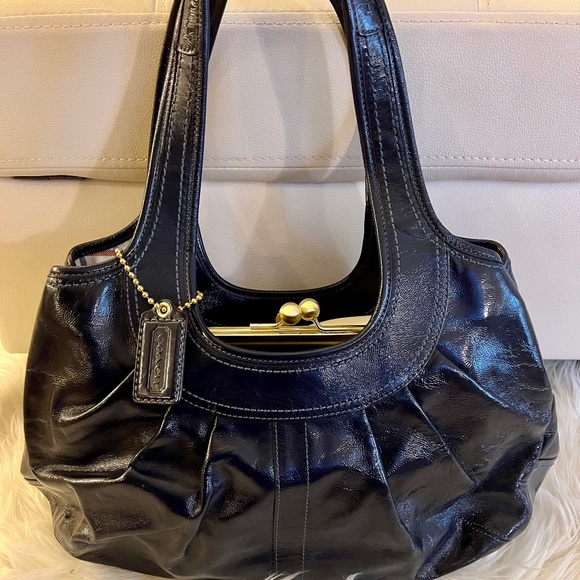 Coach Navy Patent Leather Ergo Kisslock - Picture 1 of 8